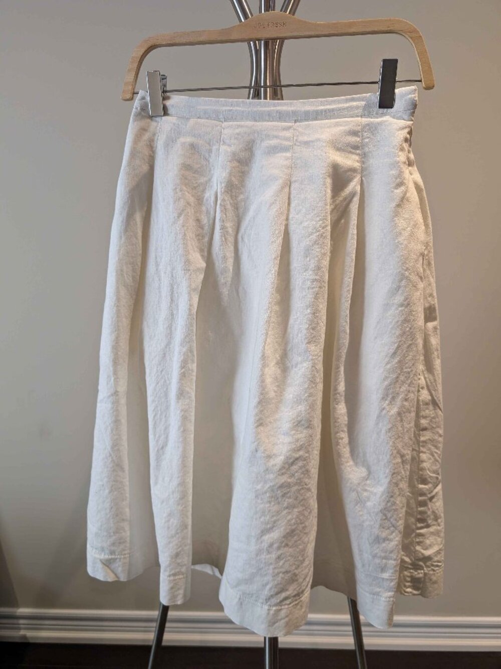 Uniqlo Cotton Linen White Midi Skirt Cottagecore